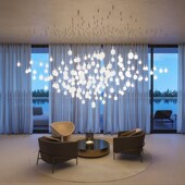 loft创意个性 后现代常春藤x艺术吊灯别墅复式 楼树枝造型酒店前台