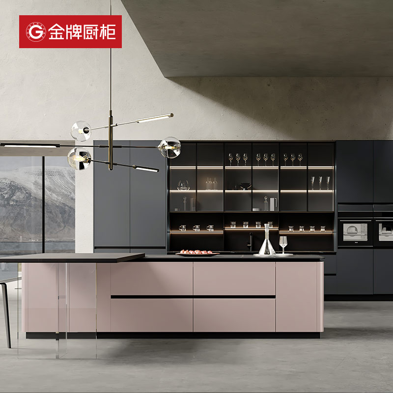 金牌橱柜定制厨柜石英石台面整体厨房家用灶台一体式小户型装修