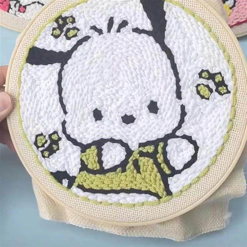 卡通人物戳刺绣DIY手工羊毛材y料包装老树装饰画儿童简单刺绣饰品