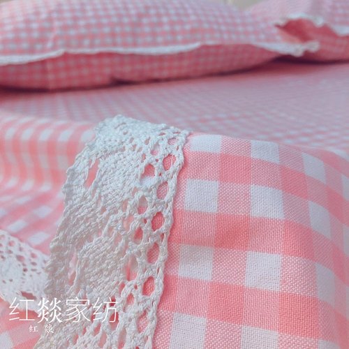 花边小格子32支精梳棉老粗布棉麻床单加厚L密粗布被单三件套单双