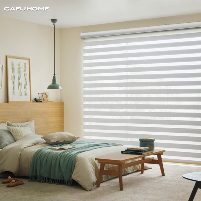 gafuhome棉麻纹柔纱帘升降遮光遮阳手拉式卷帘窗帘客厅书房卧室