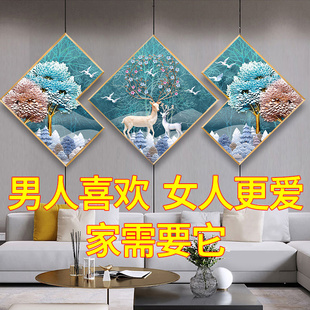 钻石画2021年新款 m满钻卧室客厅三联画点砖水晶十字绣diy珠绣2020