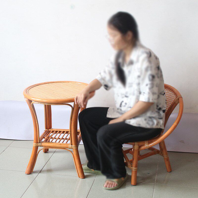 小凳子矮凳子小藤椅n小餐椅乘凉家用椅小桌椅真藤椅靠背椅藤编椅
