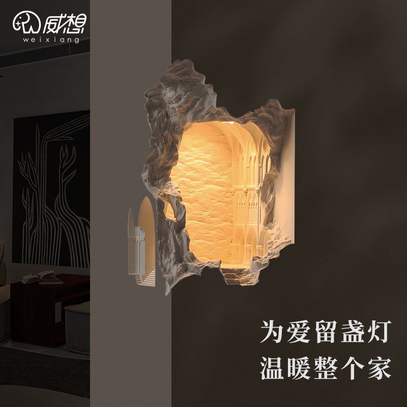 圣母院石膏壁灯嵌入式走廊墙角转角灯内嵌预埋氛围感应灯壁龛灯