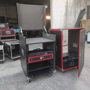 精选专业定制KTV8U航空箱12U舞台调音台架子功放机柜翻上盖16U航