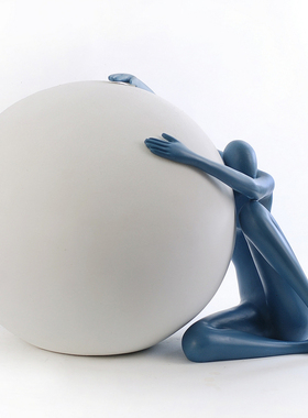 精选酒店别墅艺术摆件落地现代简约创意蓝色人物雕塑人像树脂抽象