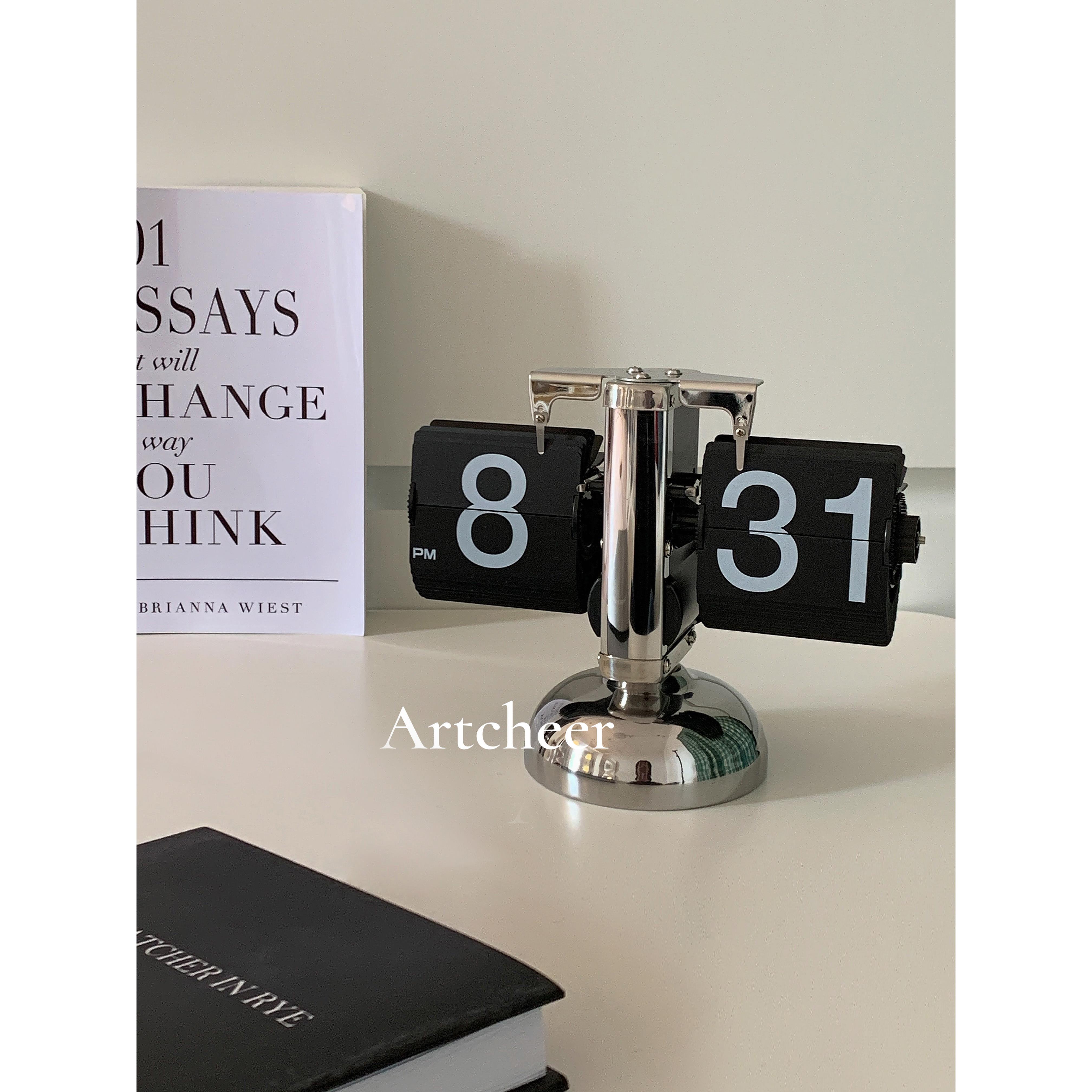 创意复古欧式机械自动翻页时钟客厅电视柜酒柜装饰品摆件家居闹钟