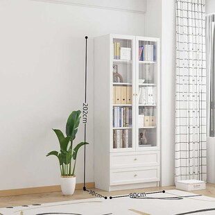 精选可比熊实木书柜带玻璃门家用组合柜客厅储物立柜落地毕利