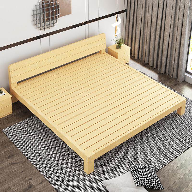 实木大床家用卧室2米2.2m2.4米加长加宽双人床现代简约无床头床架