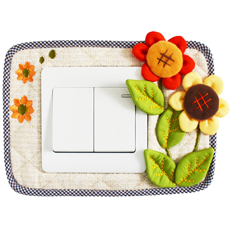 精选精品手工布艺棉麻加厚包边简约现代开关贴 白色单开关套(向日