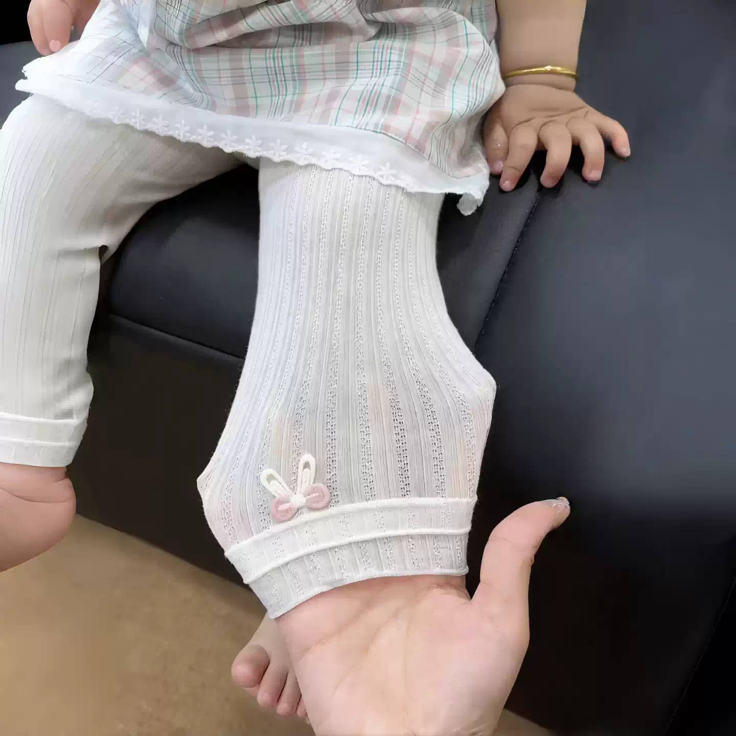 防蚊裤女童夏薄款花边网眼打底裤