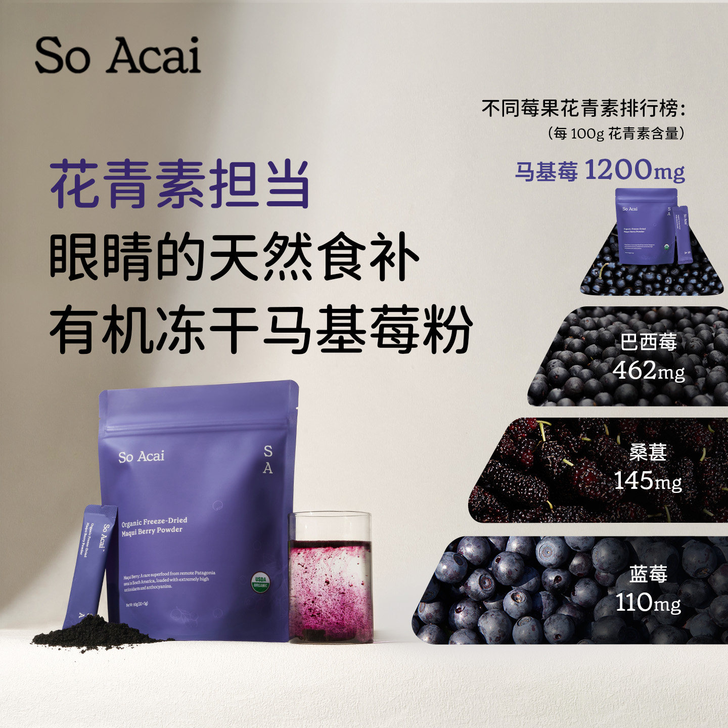 soacai有机冻干马基莓粉高花青素