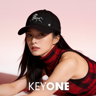 KEYONE格纹刺绣棒球帽女时尚休闲百搭设计感鸭舌帽