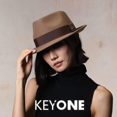 KEYONE2025新款复古时尚宽檐平顶帽秋冬百搭气质网红礼帽爵士帽