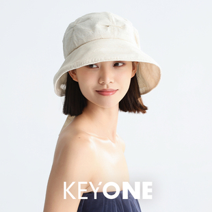KEYONE2025春夏新款大檐透气百搭简约女士渔夫帽子褶皱淑女遮阳帽