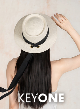 【KEYONE&超模陈静颐】气质飘带草帽日本纸百搭沙滩遮阳太阳帽