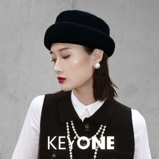 KEYONE2025新款百搭圆顶舞台演出帽礼仪空姐帽高级感羊毛礼帽