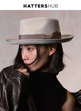 KEYONE复古宽檐平顶帽女秋冬百搭气质爵士帽时尚网红礼帽男女同款