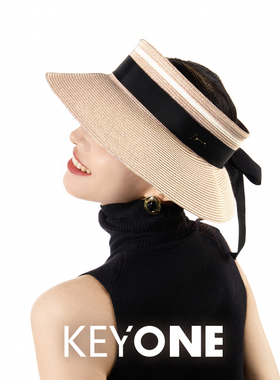 KEYONE草帽女夏季防紫外线沙滩海边可折叠太阳帽遮阳帽防晒帽子女