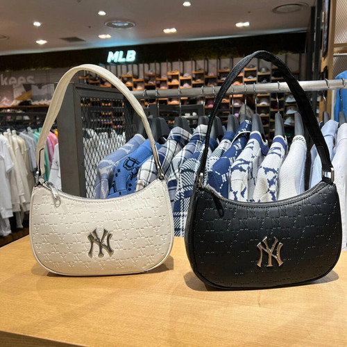 【韩国代购】正品MLB腋下包老花满印NY单肩手提皮质斜跨女包