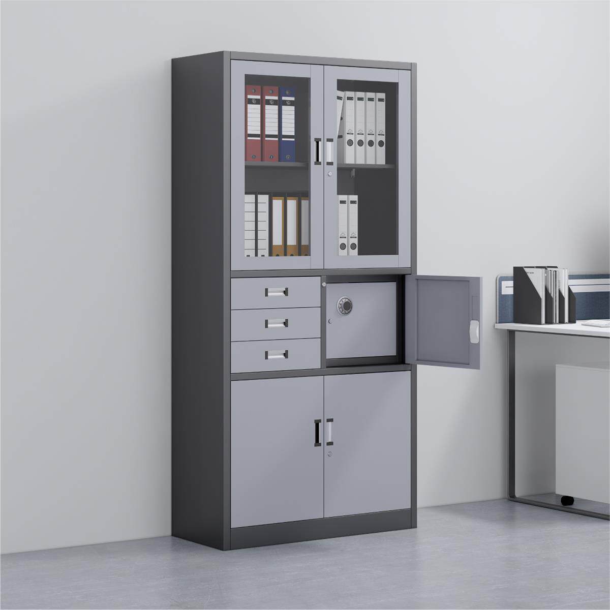 科飞亚文件柜铁皮柜子偏三保保险柜密码档案柜加厚带抽屉锁资料柜