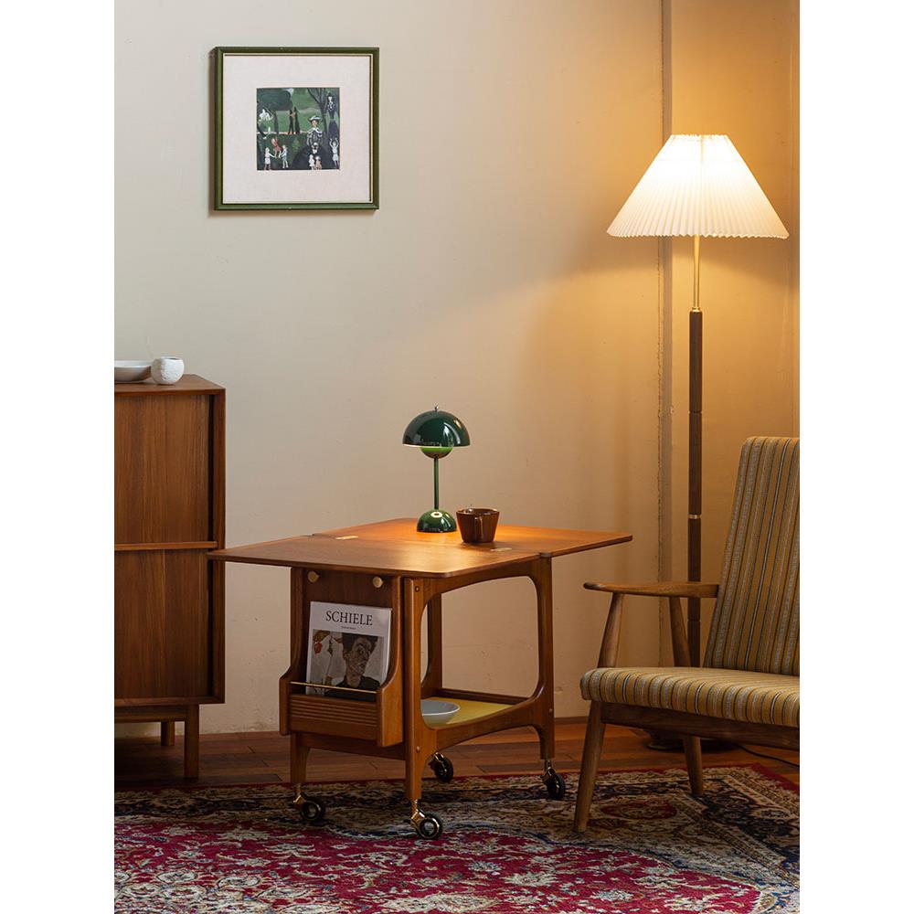 萨得船长实木茶几多功能移动边几客厅家用小户型柚木推车折叠桌面