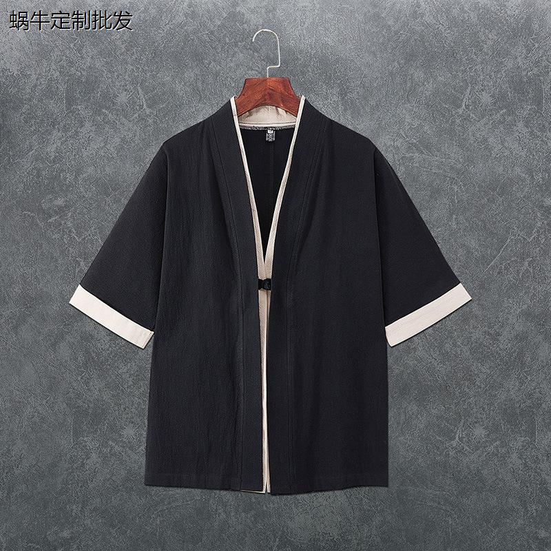 春秋中国风男茶服中式改良禅服汉服复古外套道袍男装宽松居士唐装
