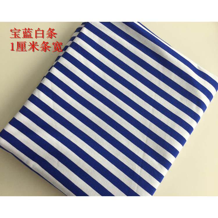 高档针织纯棉1-2厘米宽条纹莱卡棉弹力棉布料T恤裙子服装面料
