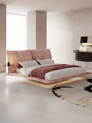 花瓣布艺悬浮床意式极简现代轻奢主卧床软包床大小户型卧室双人床