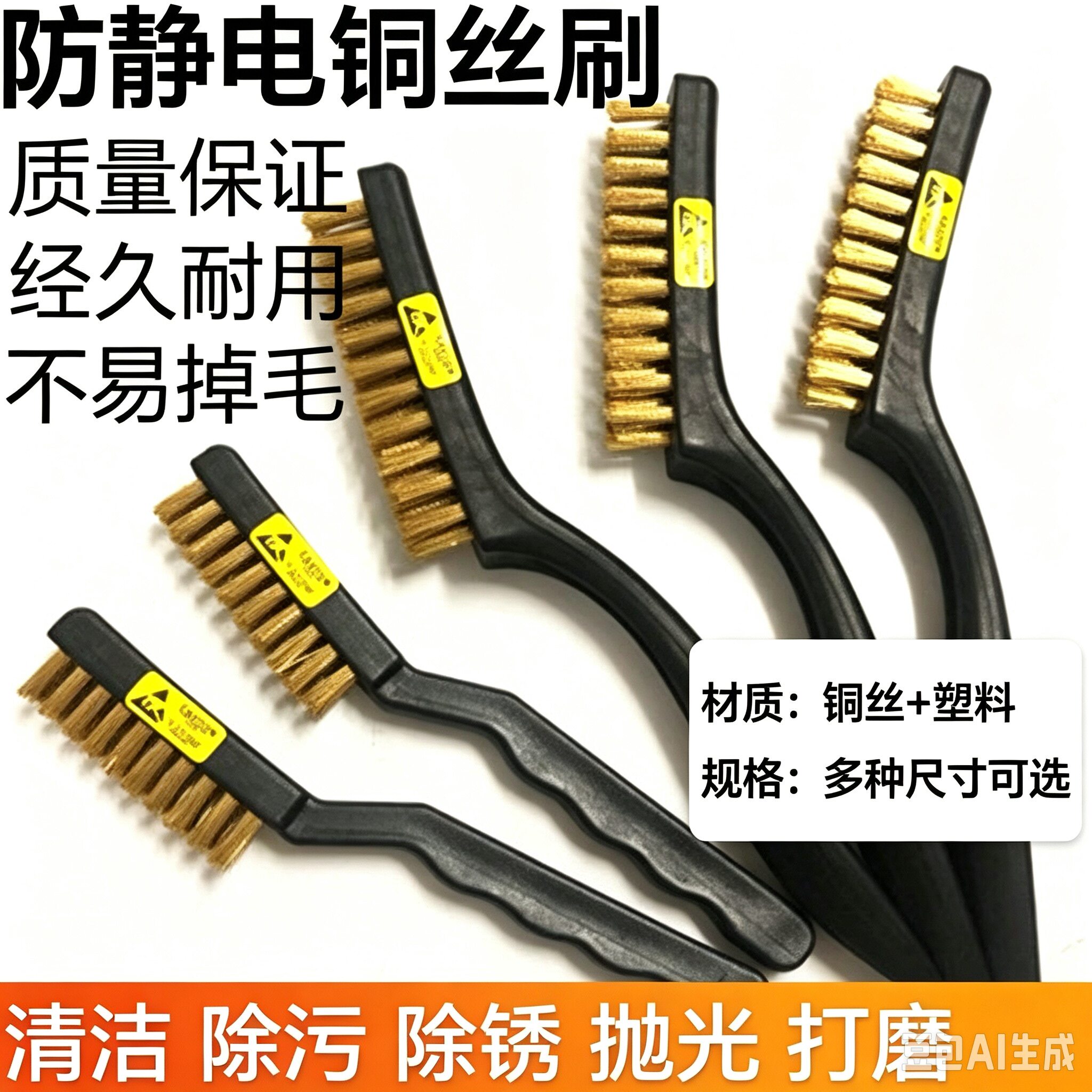 铜刷大号小号牙刷形状不锈钢毛刷除锈清洁线路板电路板铜丝清洁刷