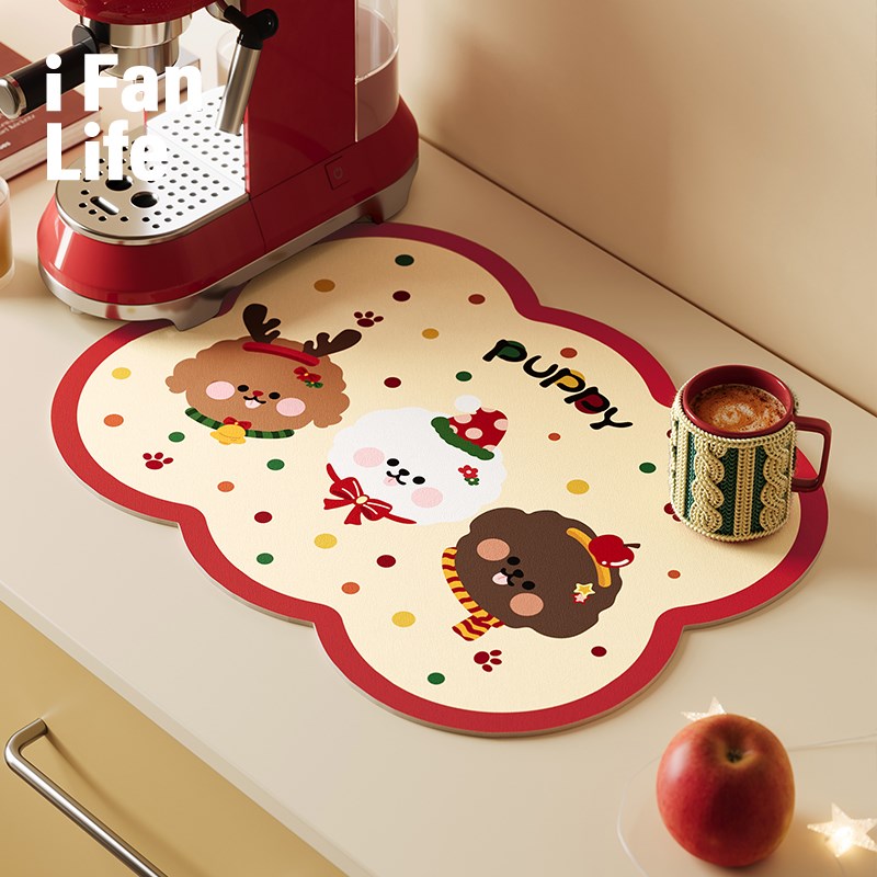 范店暖冬派对新年厨房台面沥水垫节日装饰隔热碗盘餐垫吸水速干垫