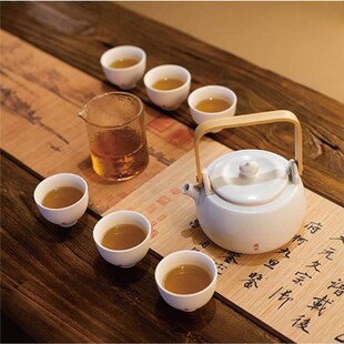 竹盒提篮包装一壶六杯茶具套组新年礼品商务茶器礼品茶饼盒竹茶盘