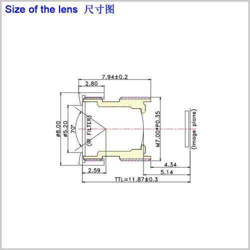 M7接口4.19mm焦距薄款手机镜头1/4
