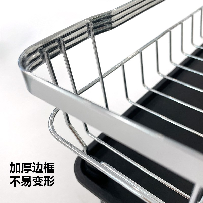 新中式特大碗碟沥水架厨房双层不锈钢碗碟架厂家特惠放碟置物架子