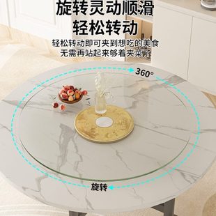 大圆桌转盘旋转家用钢化玻璃餐桌底座圆桌面饭桌手动转台火锅圆台