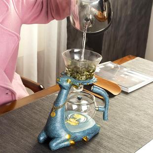 淘瓷八 一鹿有你玻璃自动茶具套组日式 整套家用客厅 福鹿连连套装