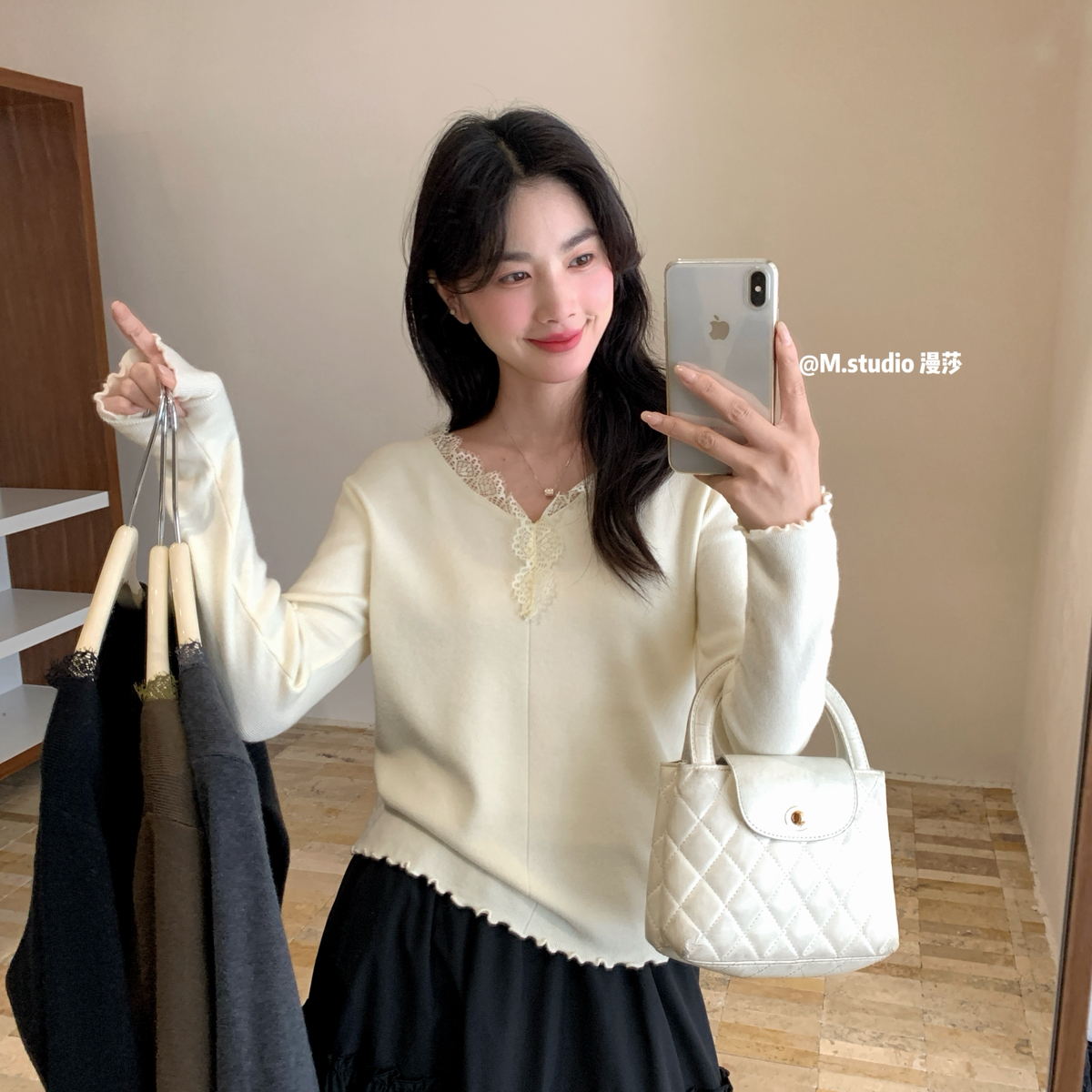 MSTUDIO漫莎-丝~纯欲系百搭淑女温柔气质修身显瘦毛衣针织衫ms51