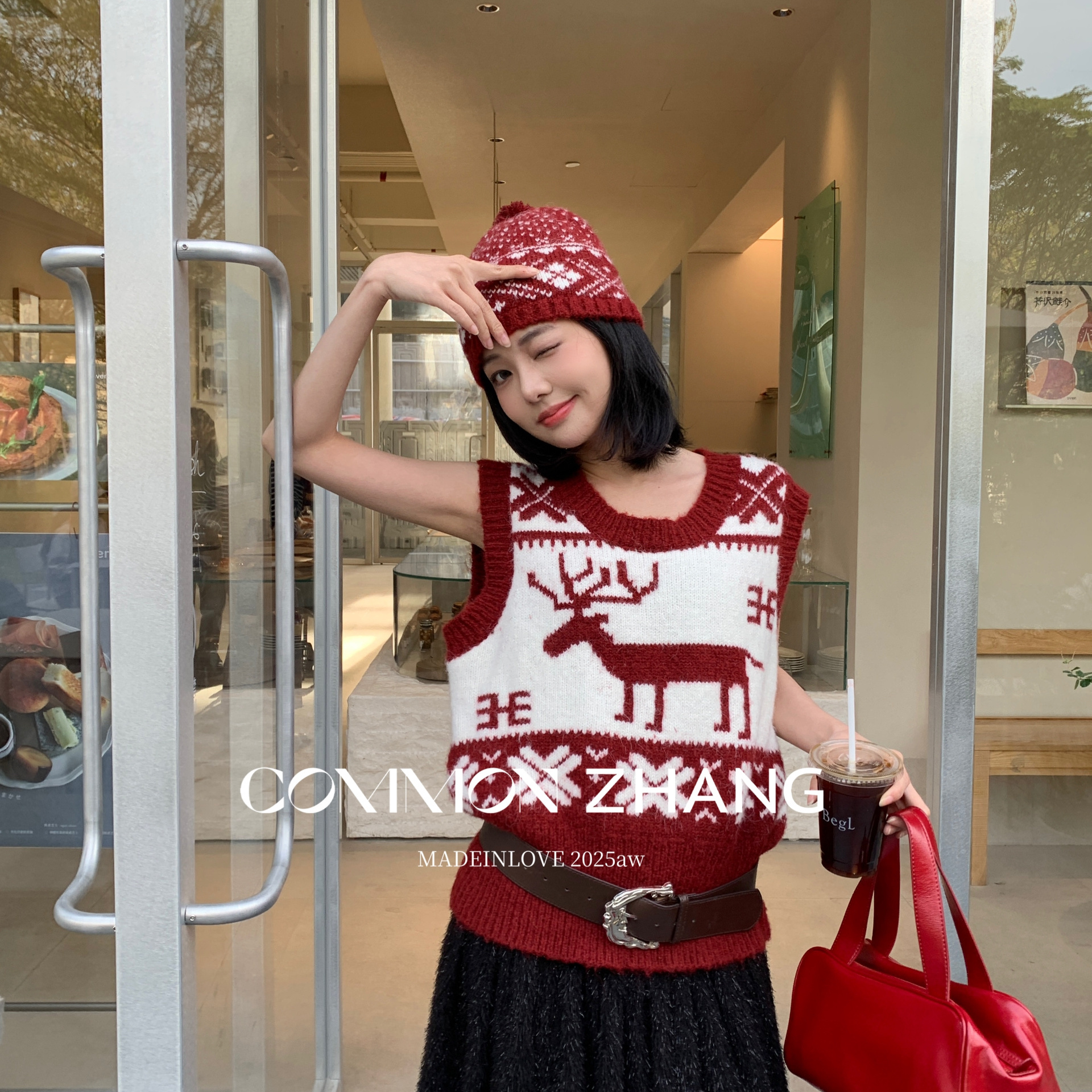 CZ ZHANG-宽松羊毛外穿叠穿显瘦针织马甲(配帽子)（含10羊毛）453