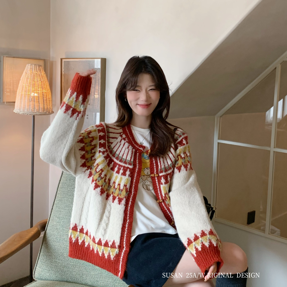 SUSAN-冬上新️韩系费尔岛宽松百搭保暖毛衣1728s