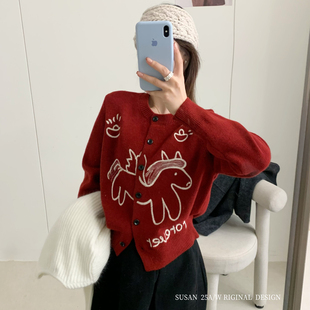 含6.9绵羊毛 韩系秋冬软糯小马卡通毛衣 1982s 年货预热款 SUSAN
