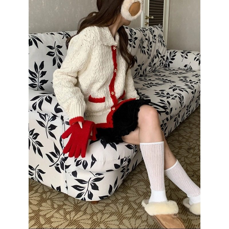 3th Morning 在韩假日 慵懒风设计感撞色针织开衫外套ZY3551