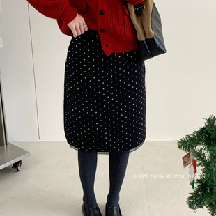 波点显瘦半身裙2185s 型绝绝子韩系冬季 SUSAN 超绝显瘦版