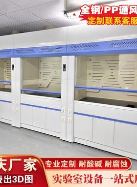 重庆实验室全钢通风柜定制钢木排风柜PP通风橱桌上抽风橱柜耐酸碱