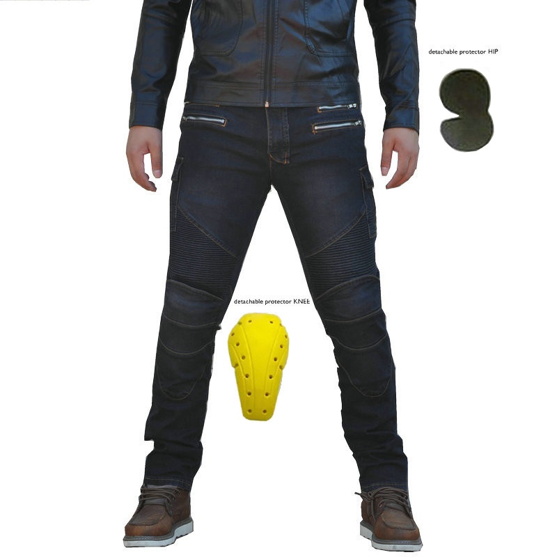 摩托车牛仔骑行裤 四季新款多口袋修身机车防摔裤男女款批发供应