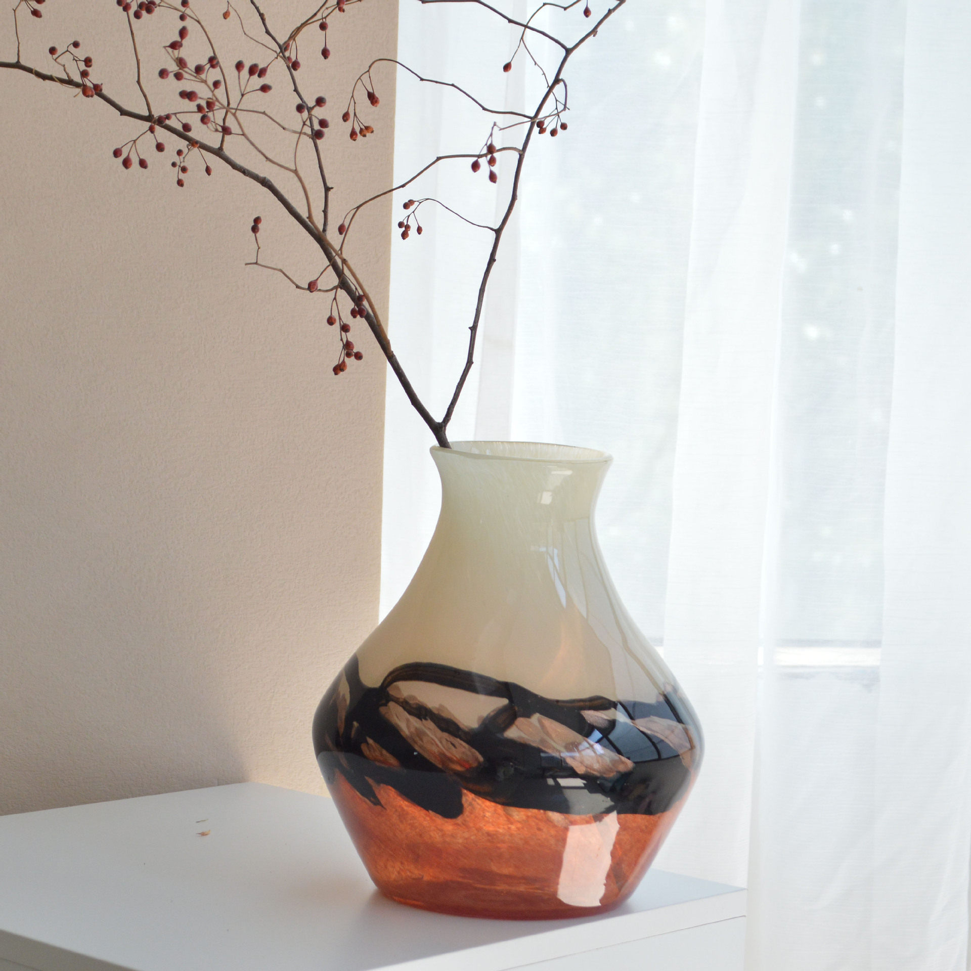 东方水墨朱韵琉璃花瓶摆件客厅玄关高级感插花装饰中式宋代美学,模玩/动漫/周边/娃圈三坑/桌游,文化/体育周边,淘宝优惠券,粉丝福利购,淘宝优惠卷