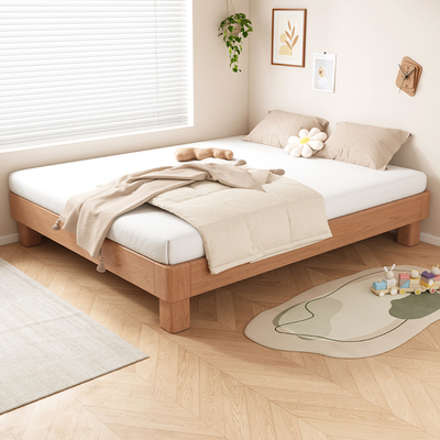 全实木地台床2025新款家用卧室小户型悬浮床无床头榻榻米排骨架床