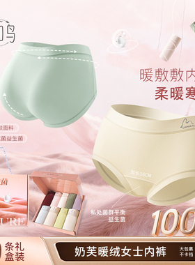 纤知鸟流光金100A抗菌益生菌加长档桑蚕丝女内裤奶芙暖绒Q9019