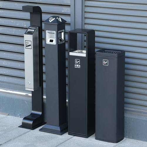 户外立式烟灰缸落地固定不锈钢烟灰柱烟蒂柱吸烟灭烟柱烟头收集器