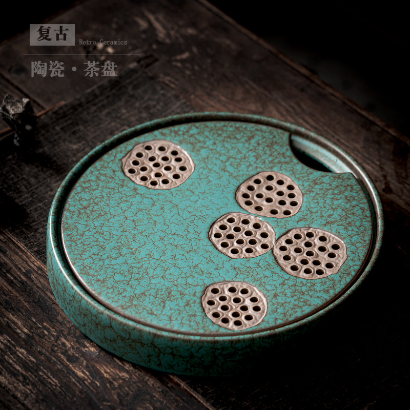 陶瓷茶盘大号家用简约储水式茶托盘圆形茶台茶海办公室干泡盘