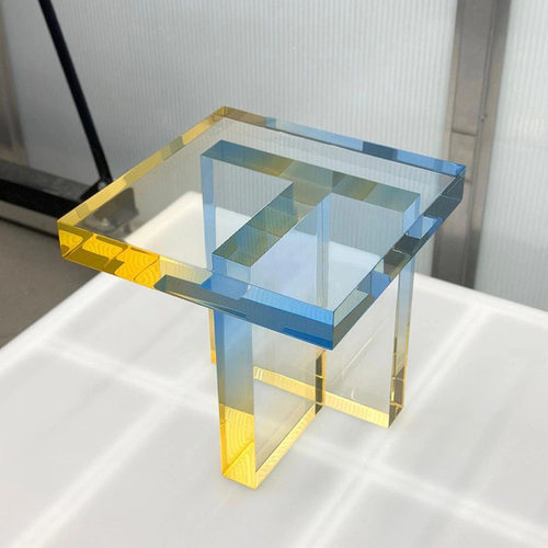 北欧蓝金渐变茶几客厅家用小户型亚克力角几轻奢现代简约方形边几